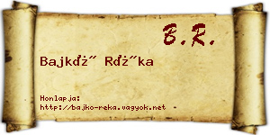 Bajkó Réka névjegykártya